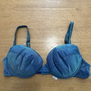 Victoria's Secret Vintage Blue/Green Shimmery Padded Bra 36A Made In USA